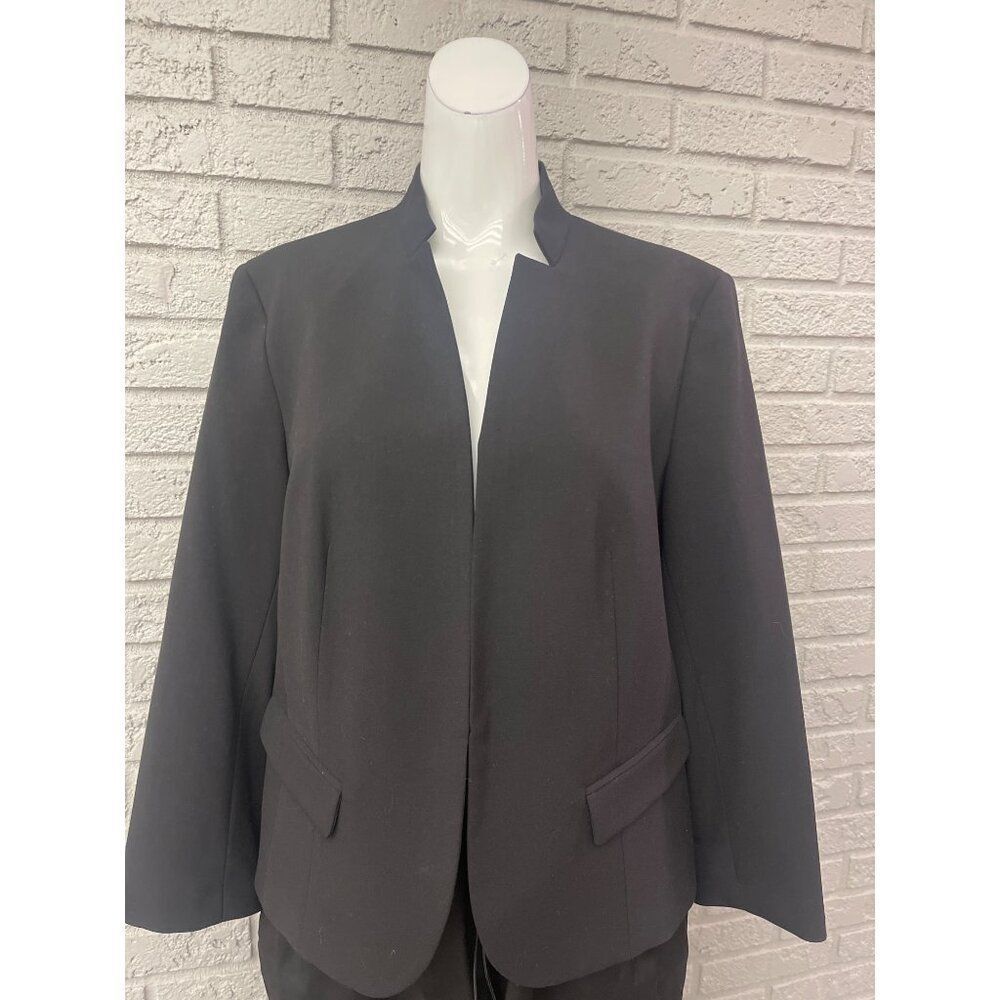 Nine West Women's Black Professional Modern Open-Front Blazer Size 12